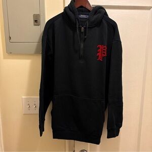Men’s Polo Ralph Lauren big P Black Hoodie with Red Lettering size XXL